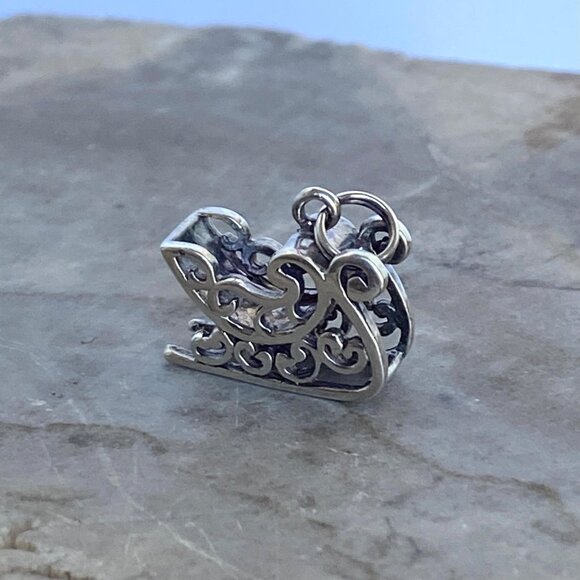 VTG Jezlaine Sterling Silver 925 3 Dimensional Christmas Santa's Sleigh Charm - Picture 11 of 16